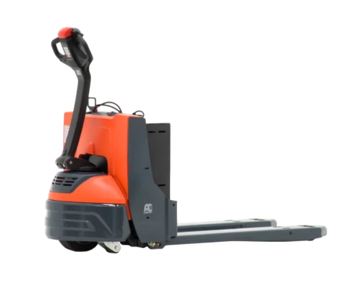 pallet jack electrico de color naranja